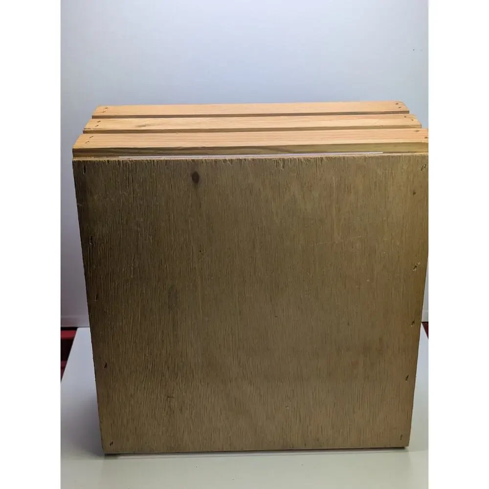 Rustic Wooden Storage Crate Box Slatted Sides Cutout Handles 12